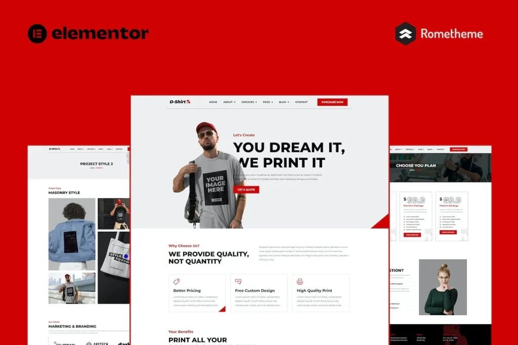 D-Shirt – T Shirt Design & Printing Elementor Pro Full Site Template