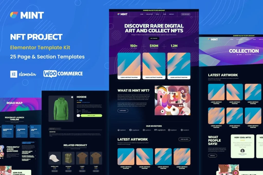 Mint – NFT Projects & Portfolio WooCommerce Elementor Template