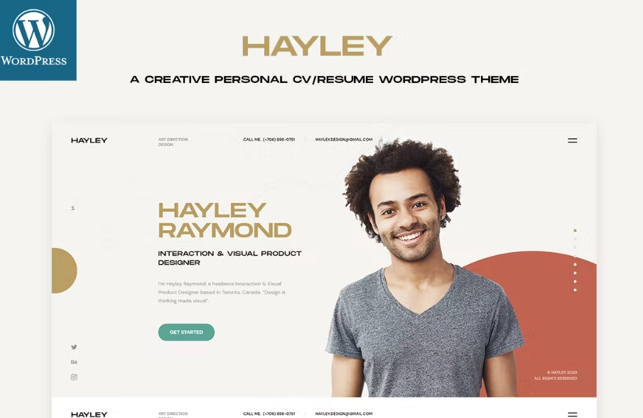 Hayley – Personal CV/Resume WordPress Theme