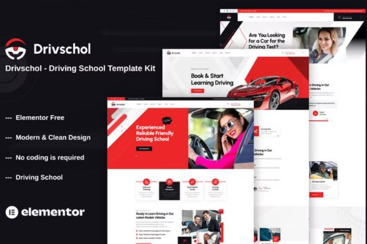 Drivschol – Driving School Elementor Template