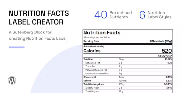 Nutrition Facts Label Creator for Gutenberg