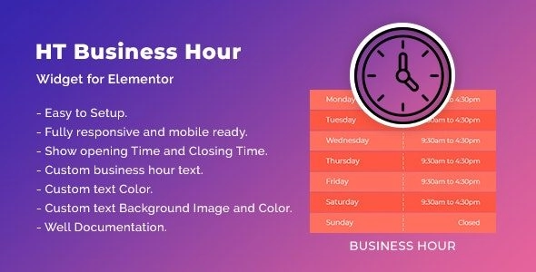 HT Business Hours for Elementor