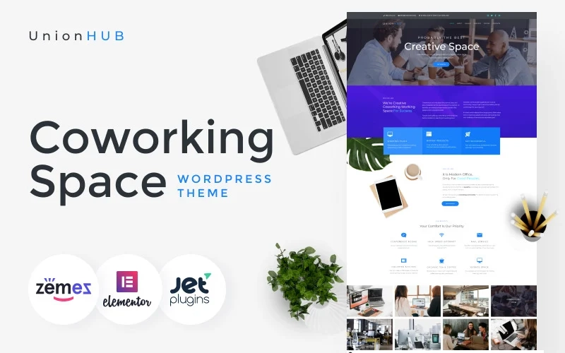 UnionHUB – Coworking Space WordPress Elementor Theme WordPress Theme