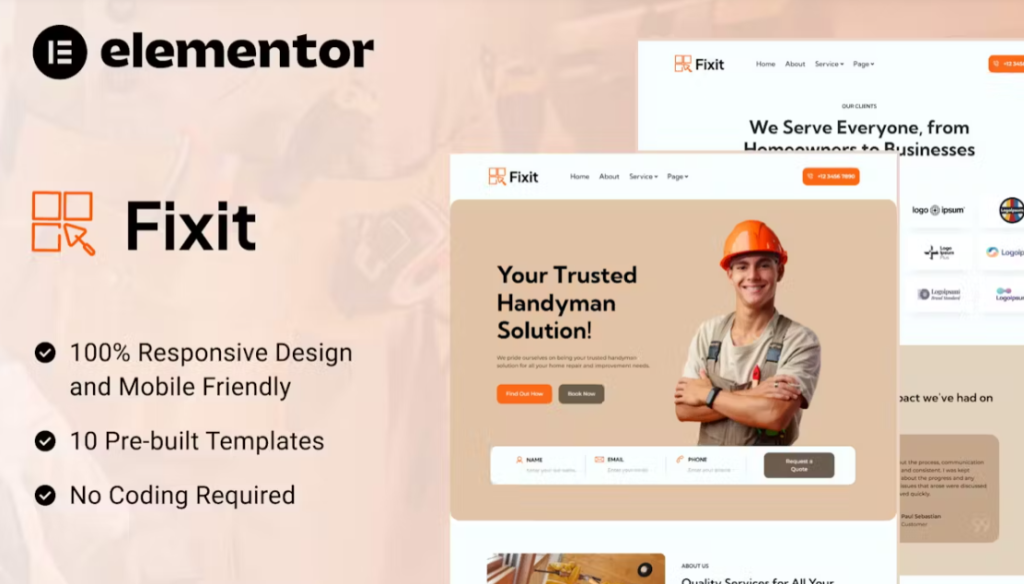 Fixit – Handyman Services Elementor Template