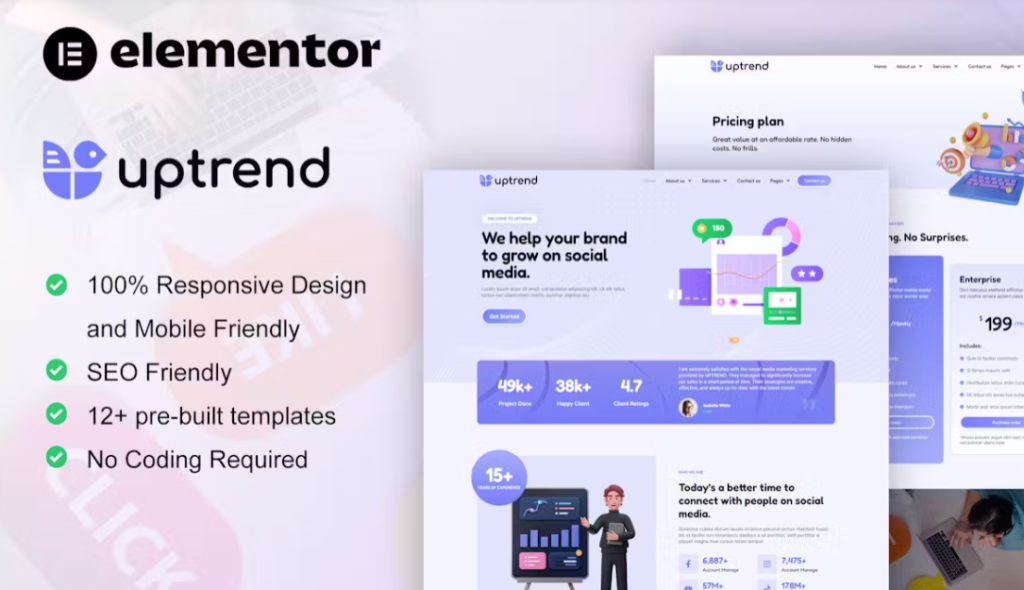 UpTrend – Social Media Marketing Agency Elementor Template
