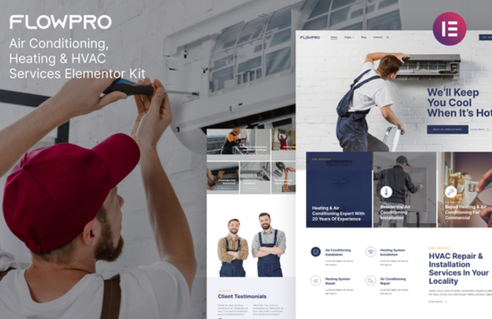 FlowPro – Air Conditioning Heating & HVAC Services Elementor Template