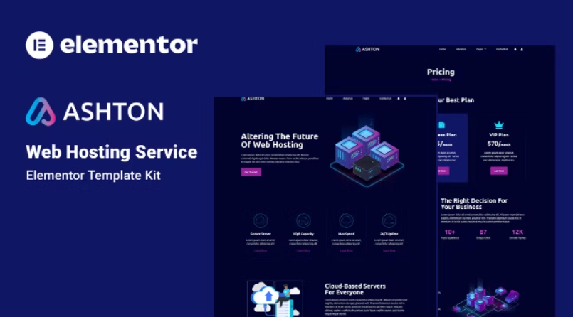 Ashton – Web hosting Elementor Template