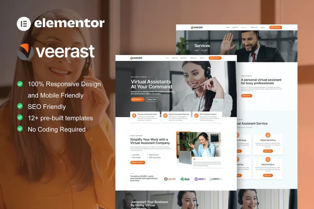 Veerast – Virtual Assistant Service Elementor Pro Template