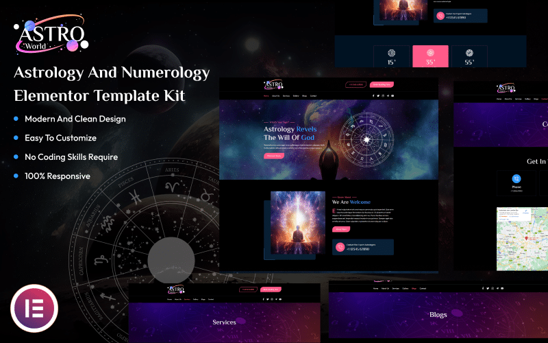 Astro World – Astrology And Numerology Elementor Template Kit