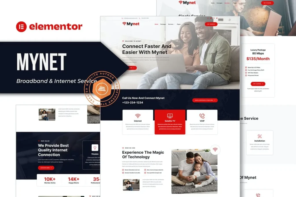 Mynet – Broadband & Internet Service Provider Elementor Template