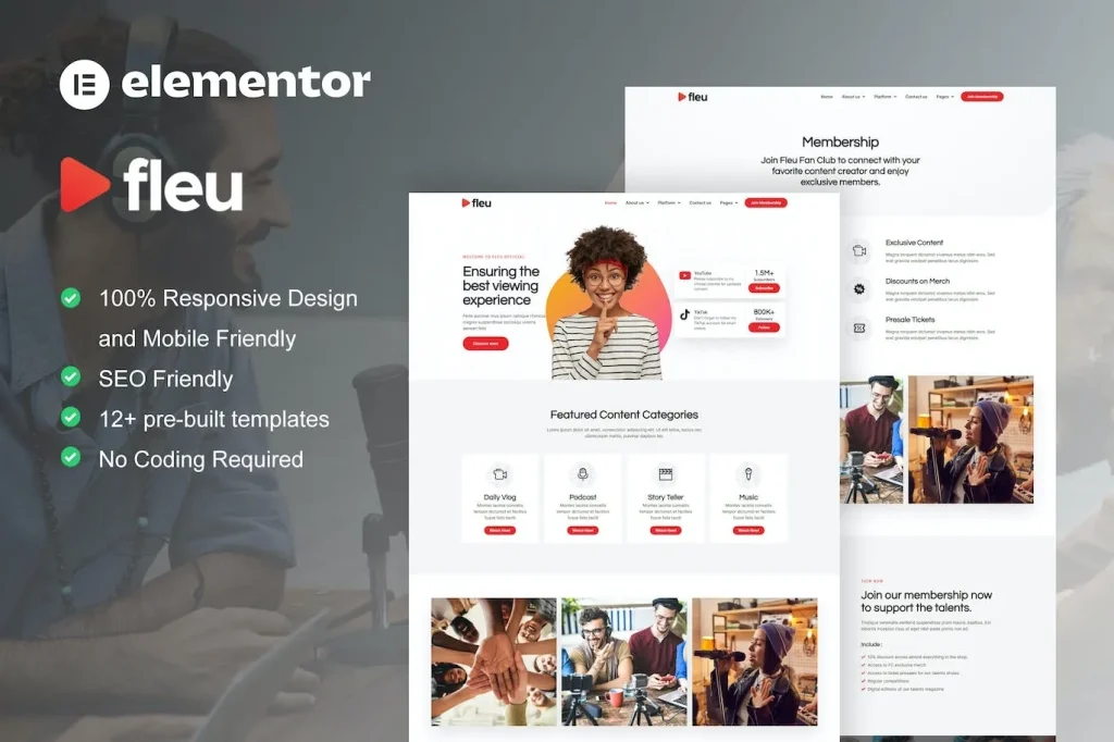 Fleu – Creative Content Creators Elementor Template
