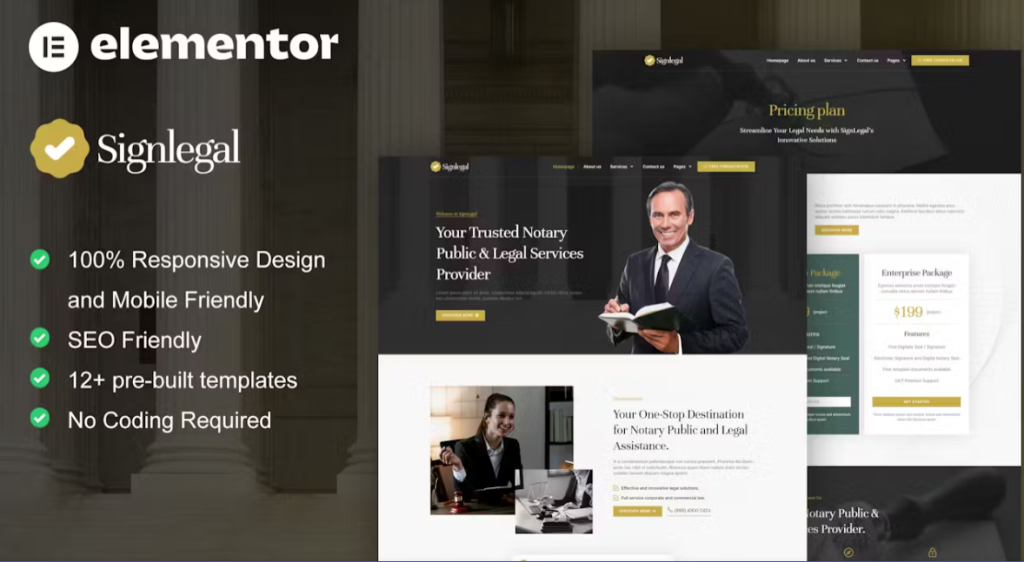 SignLegal – Notary Public & Legal Services Elementor Pro Template