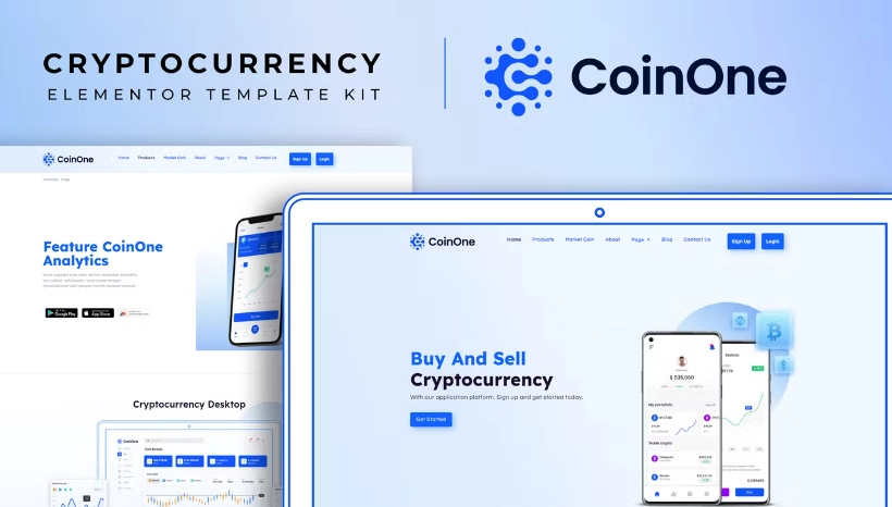 CoinOne – Cryptocurrency Elementor Template