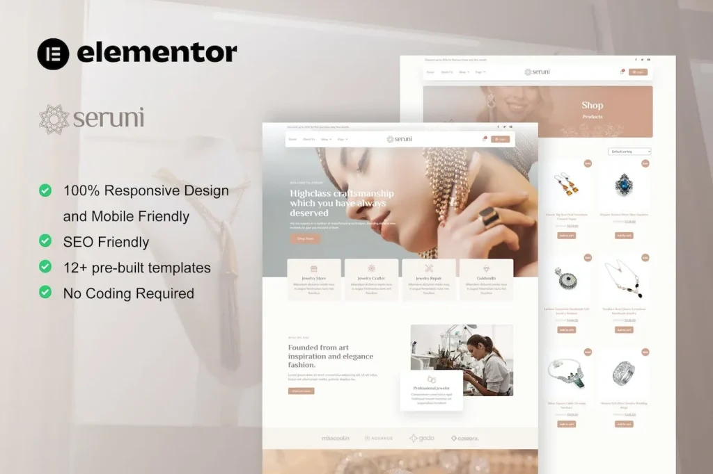 Seruni – Jewelry Store WooCommerce Elementor Pro Template