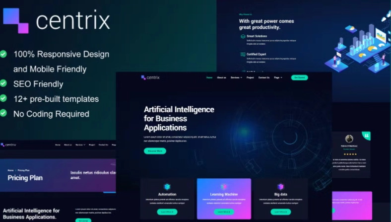 Centrix – Artificial Intelligence & Technology Services Elementor Template