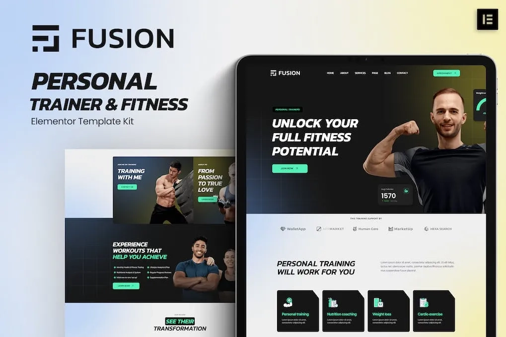 Fusion – Personal Trainer & Fitness Elementor Template