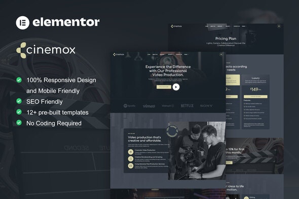 Cinemox – Video Production Company Elementor Pro Template