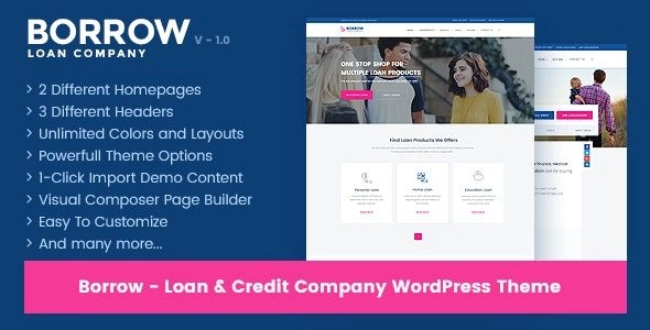 Borrow – Loan Company Responsive WordPress Theme