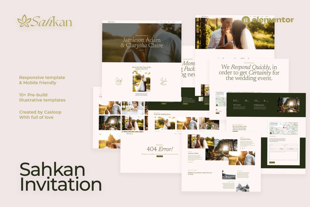 Sahkan – Wedding Invitation & Gallery Elementor Template