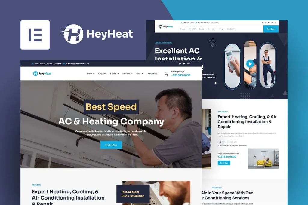 HeyHeat – Air Conditioning Services Elementor Template
