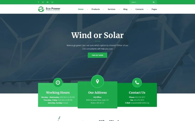 EcoPower – Alternative Power & Solar Energy WordPress Theme
