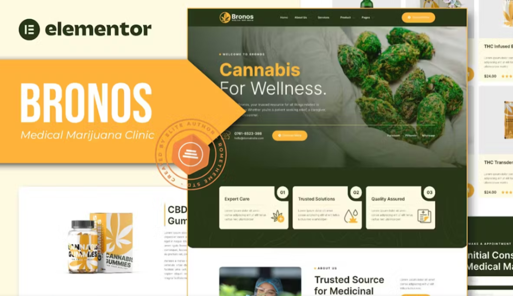 Bronos – Medical Marijuana Elementor Template