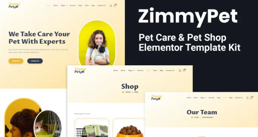 ZimmyPet – Pet Care & Store Elementor Template