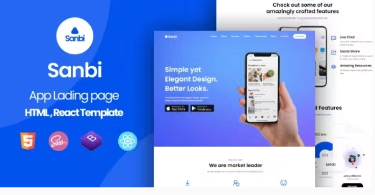 Sanbi – App Landing Page WordPress Theme