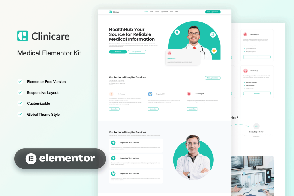 Clinicare – Elementor Template Kit Health & Medical