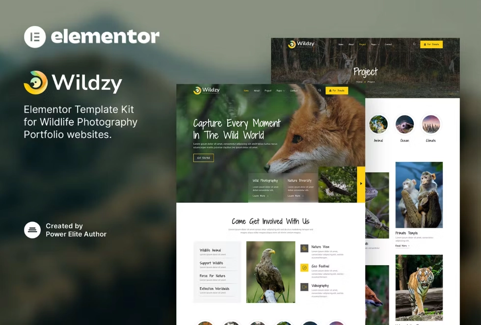 Wildzy – Wildlife Photography Elementor Template