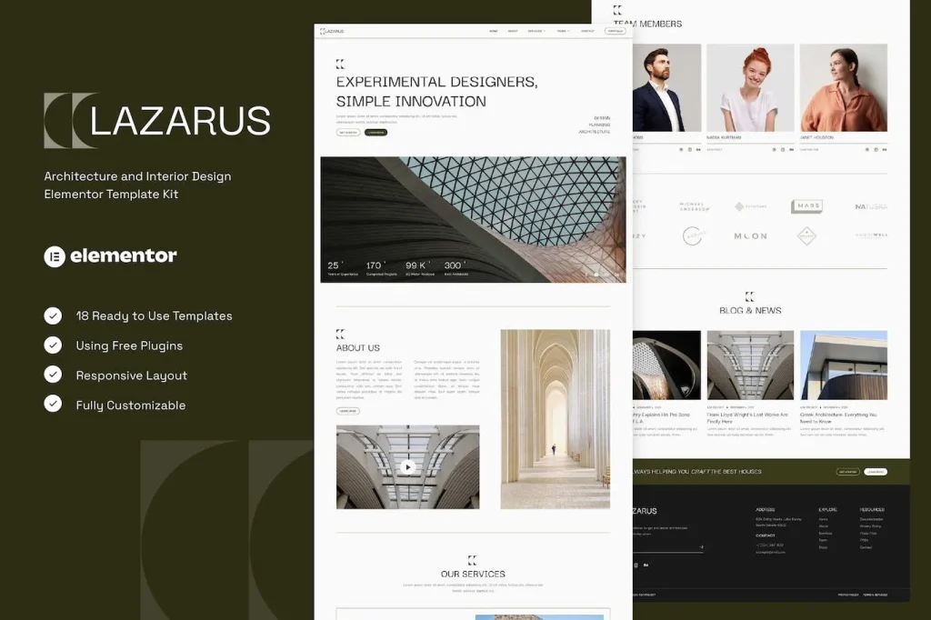 Lazarus – Architecture & Interior Design Elementor Template