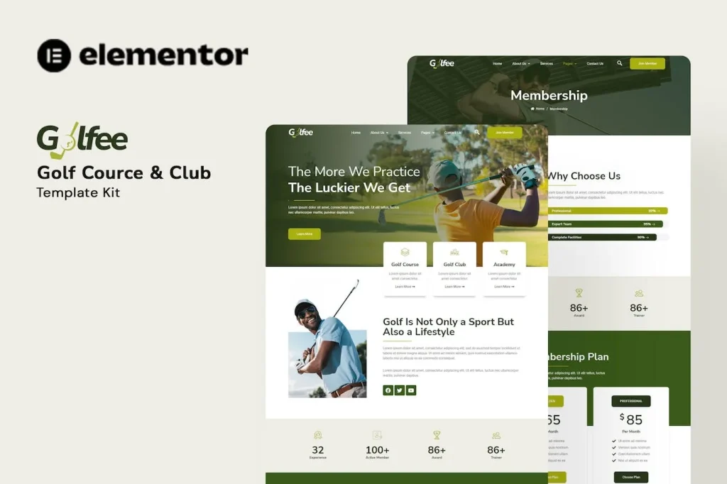 Golfee – Golf Course & Club Elementor Template
