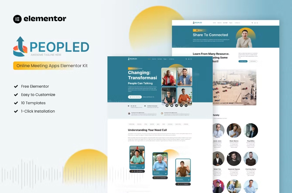 Peopled – Online Meeting App Elementor Template