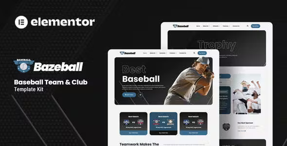 Bazeball Sports Team Elementor Template Kit