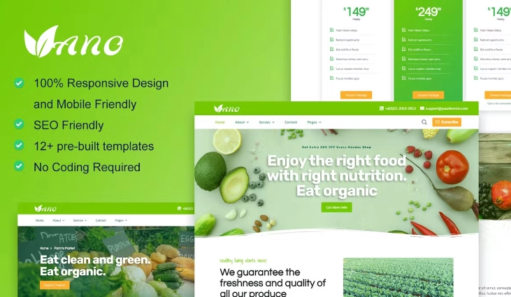 Vano – Organic Food & Agriculture Elementor Template