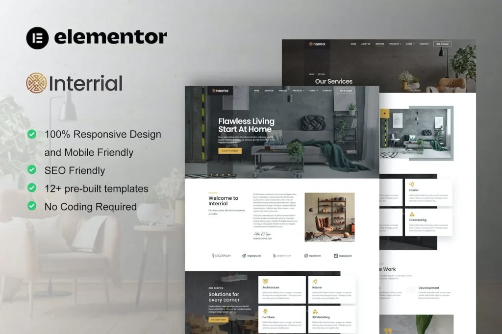 Interrial – Interior Design Service Elementor Template