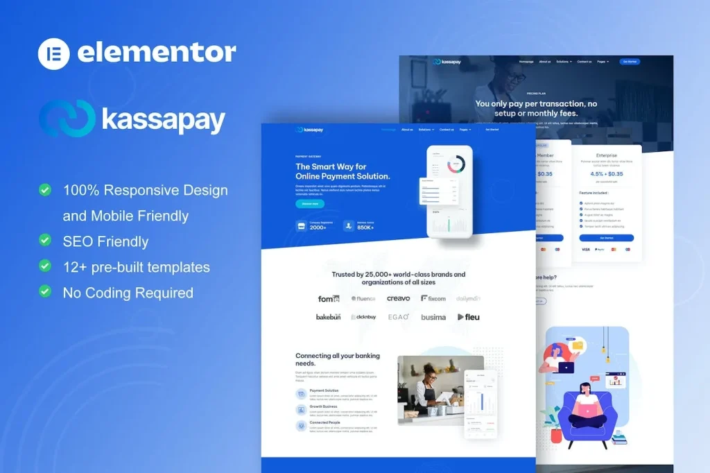 KassaPay – Online Payment Gateway Elementor Template