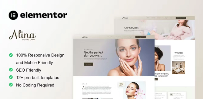 Alina – Skin Care & Dermatology Elementor Template