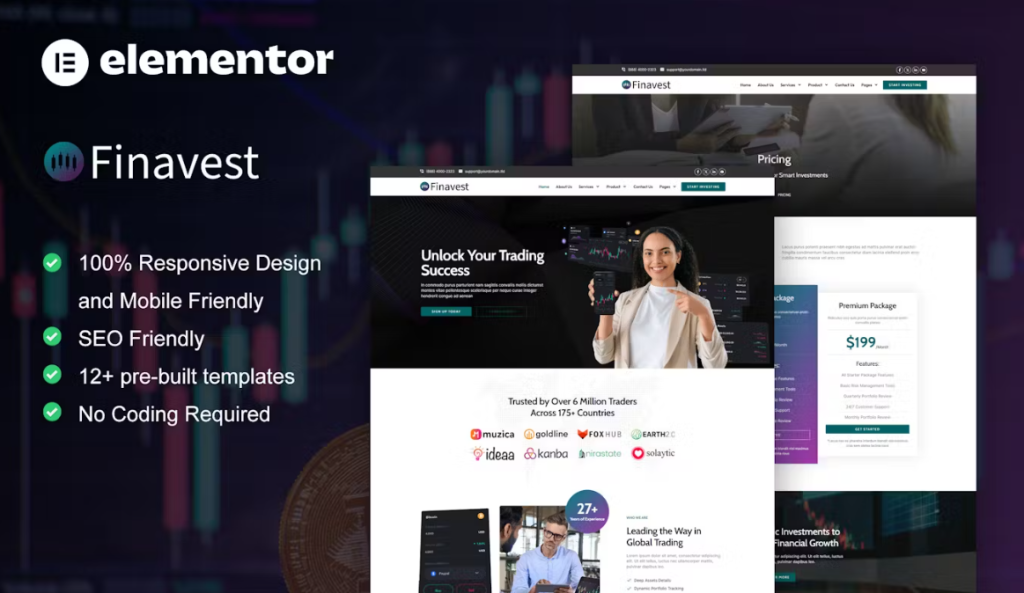 Finavest – Trading & Investment Elementor Pro Template
