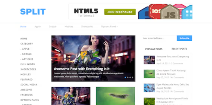 SPLIT  -MINIMAL & RESPONSIVE WORDPRESS THEME