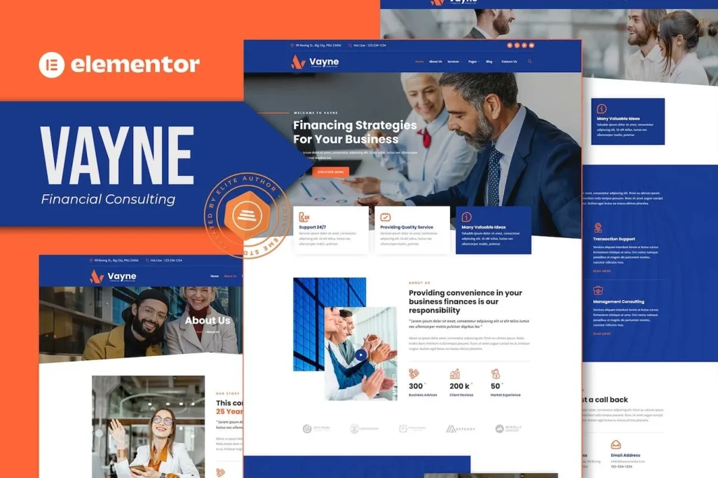 Vayne – Financial Consulting Elementor Template