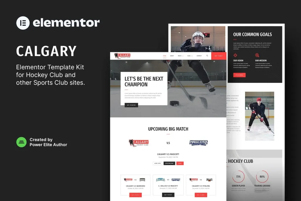 Calgary – Hockey Team & Sports Club Elementor Template