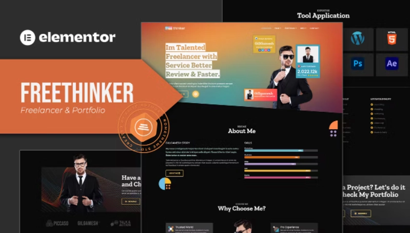 Freethinker – Freelancer & Portfolio Elementor Template