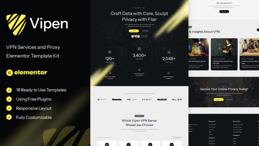 Vipen – VPN Services & Proxy Elementor Template