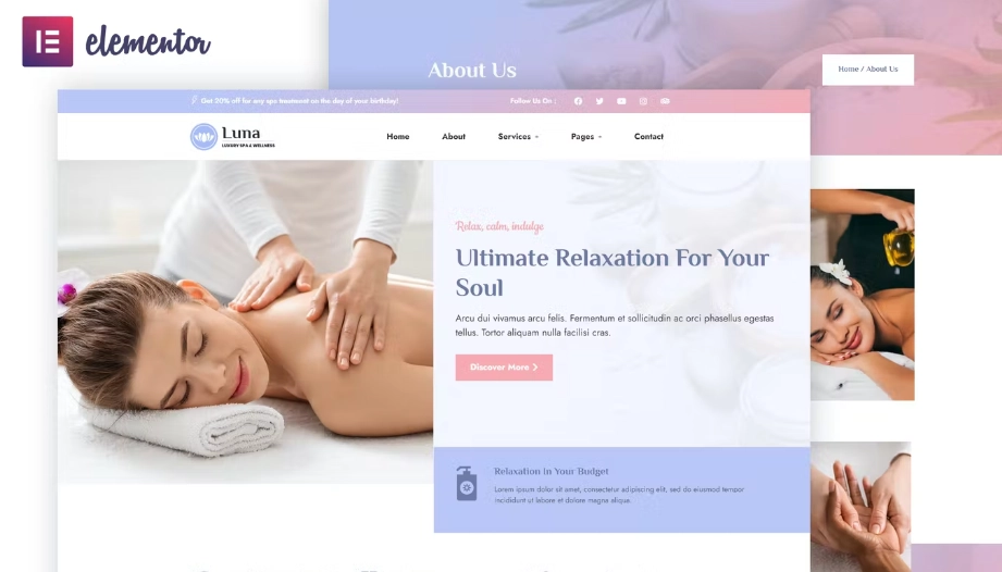 Luna – Spa & Wellness Elementor Template