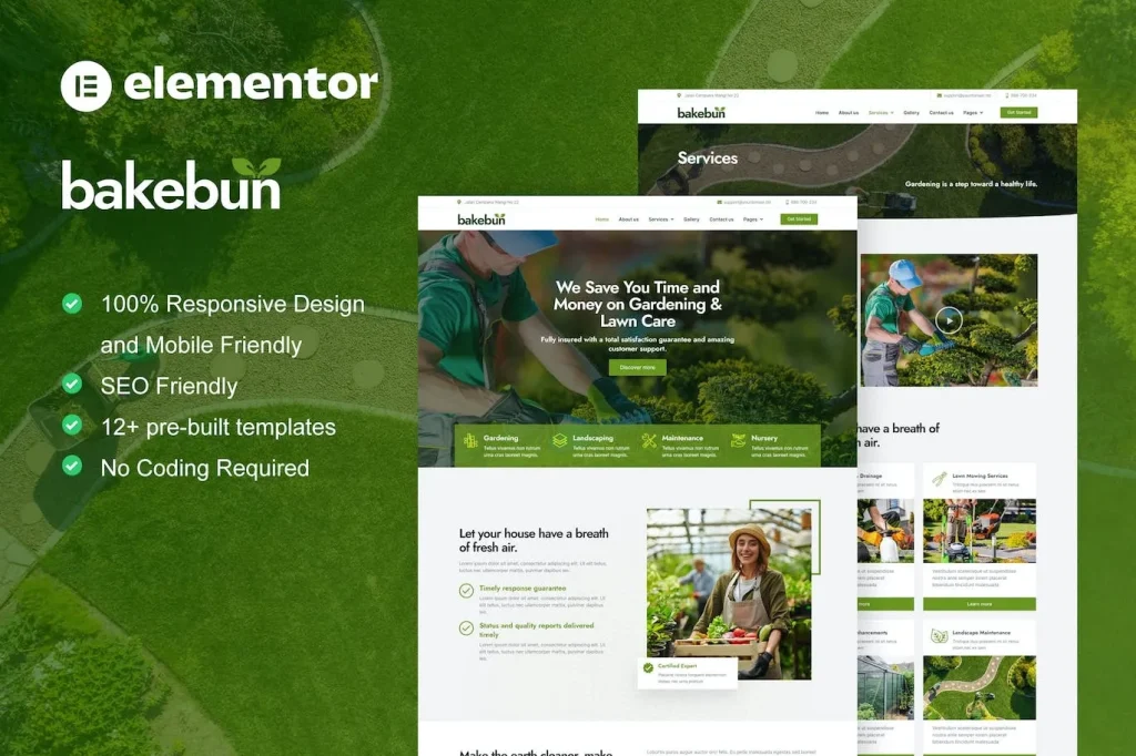 Bakebun – Landscape & Gardening Elementor Template