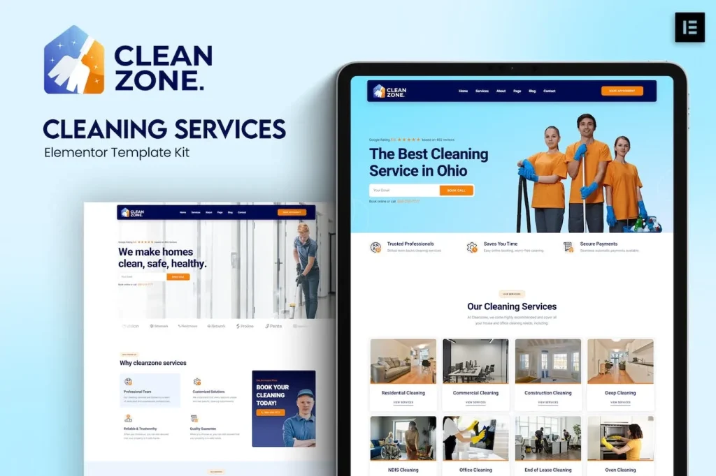 Cleanzone – Cleaning Services Elementor Template