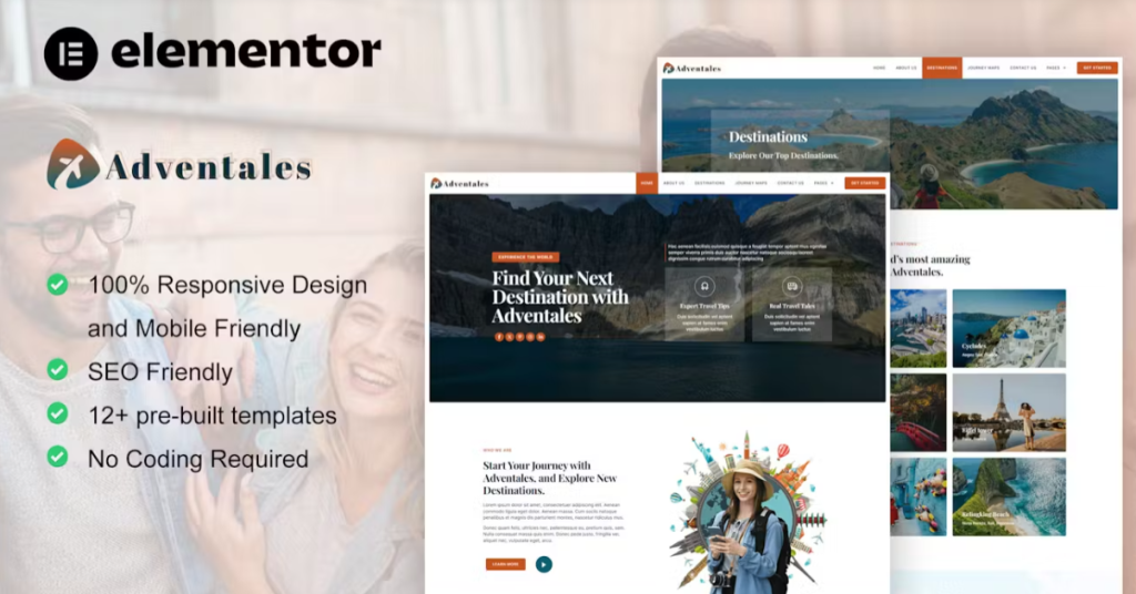 Adventales – Modern Travel Blog Elementor Template