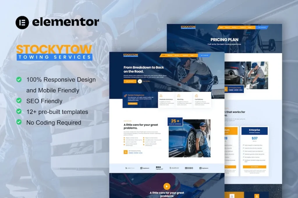 StockyTow – Towing Services Elementor Pro Template