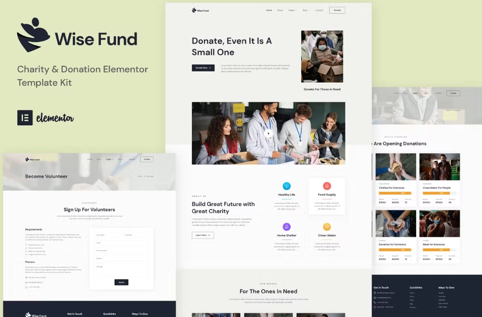 Wise Fund – Charity & Donation Elementor Template